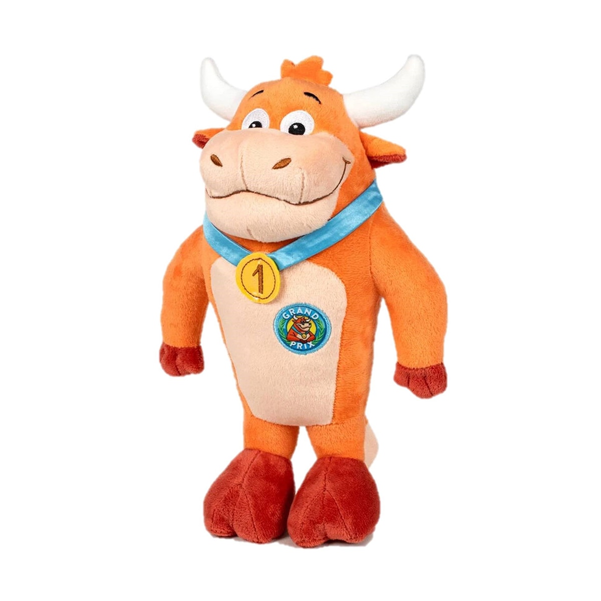 Peluche  vaquilla María Fernanda de 28 cm en peana expositora Grand Prix 2