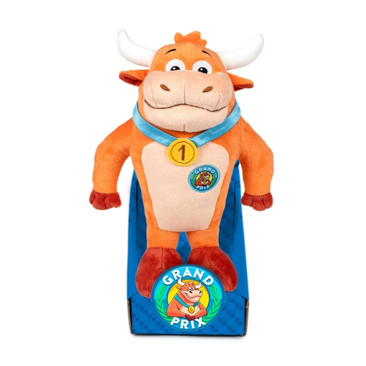 Peluche  vaquilla María Fernanda de 28 cm en peana expositora Grand Prix 3
