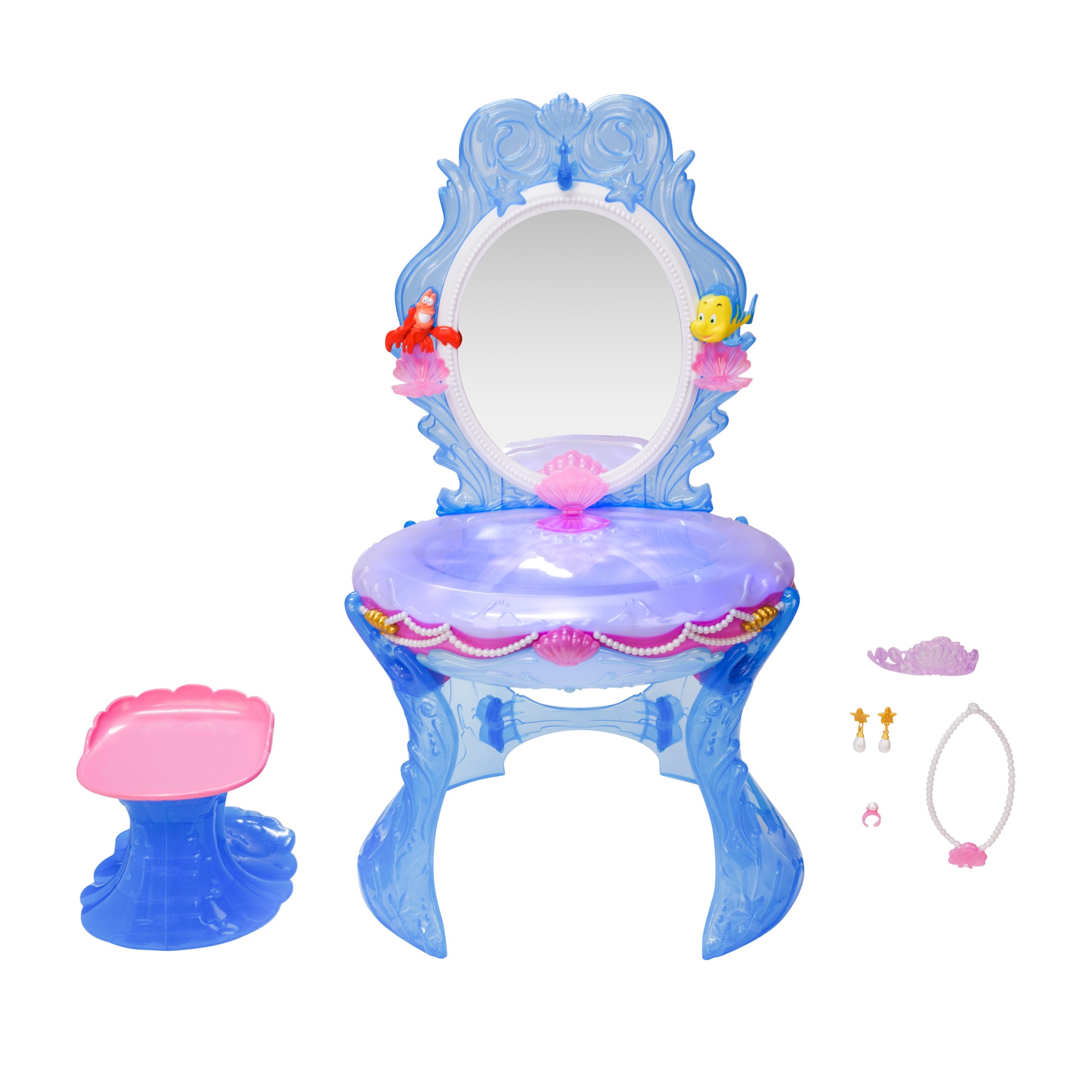 Tocador Ariel con luces y sonidos, taburete y accesorios para jugar Princesas Disney Jakkks 3