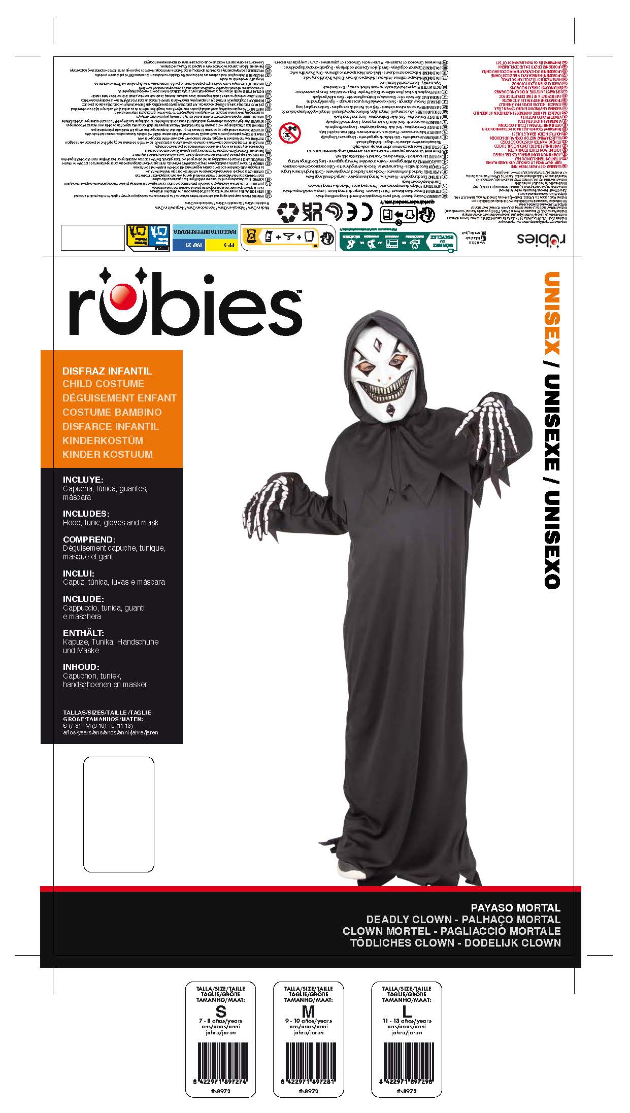 Disfraz infantil Payaso Mortal Rubies 2