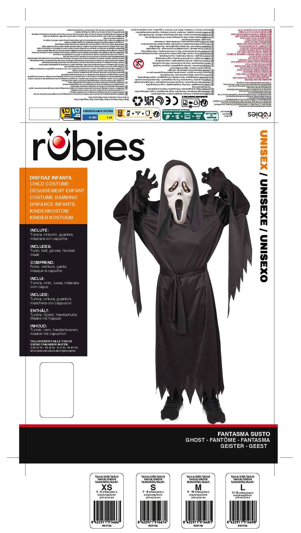 Disfraz infantil Fantasma Susto Rubies 2