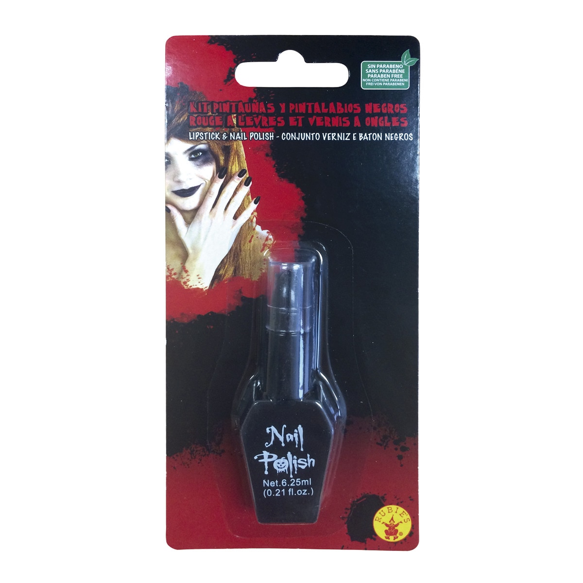 Kit pintauñas y pintalabios negro Halloween Rubies