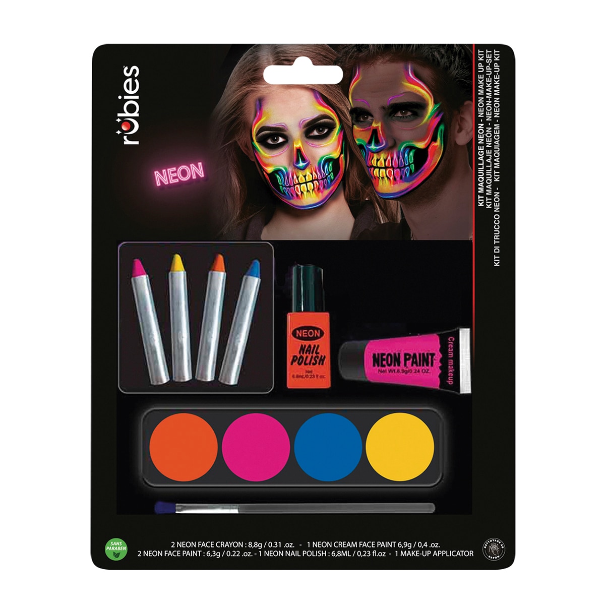 Maquillaje neón bicolor + 2 lápices naranja rosa 1