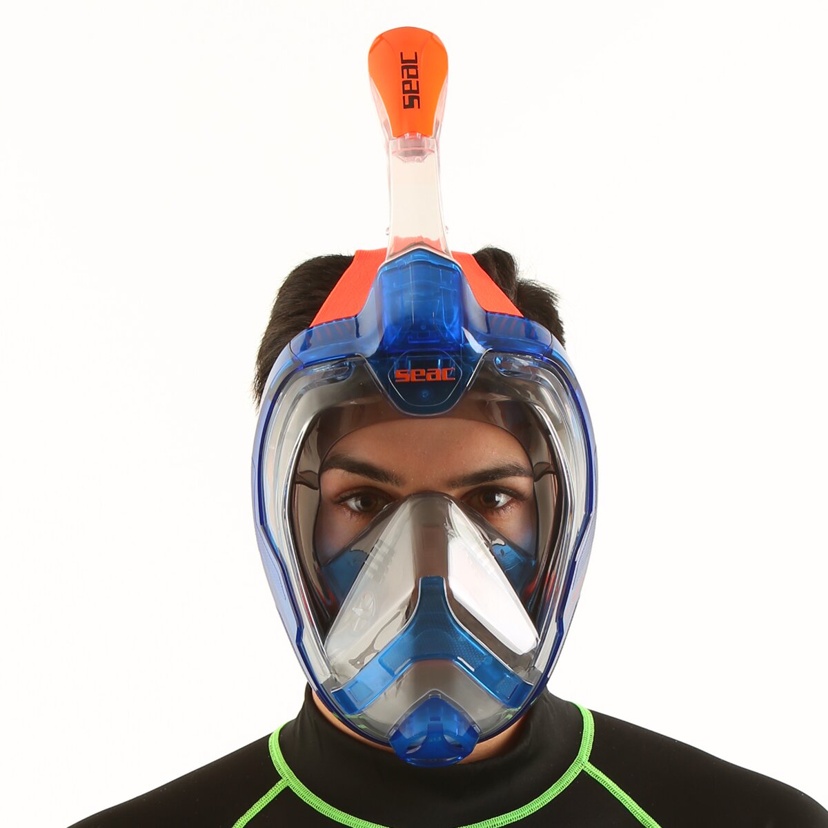 Máscara de Mergulho Grande Facial Magica Tamanho L-XL Azul / Laranja-7