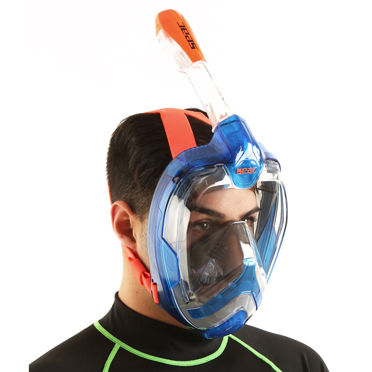Máscara de Mergulho Grande Facial Magica Tamanho L-XL Azul / Laranja-8