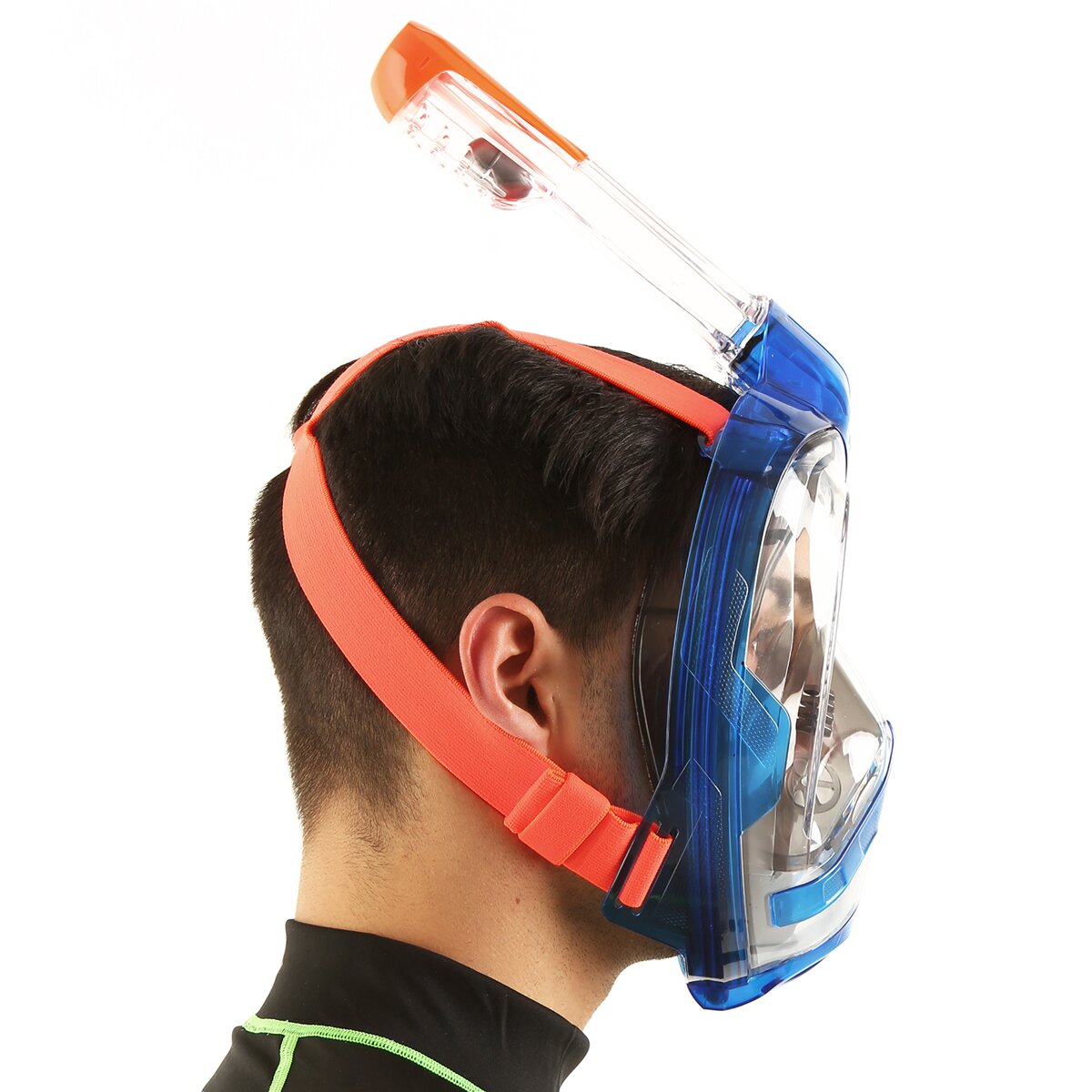 Máscara de Mergulho Grande Facial Magica Tamanho L-XL Azul / Laranja-9