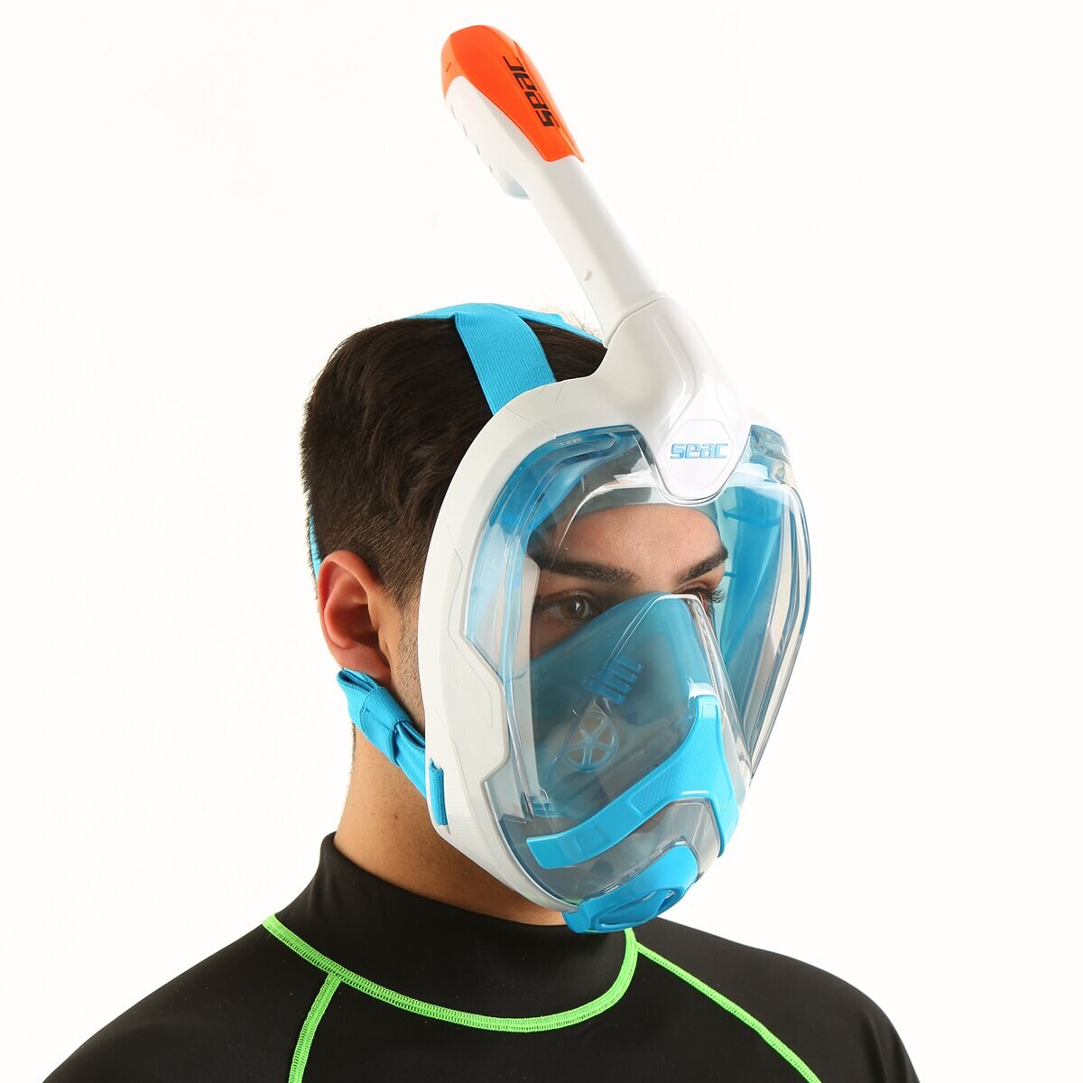 Máscara de Mergulho Grande Facial Magica Tamanho S-M Branco / Azul-7