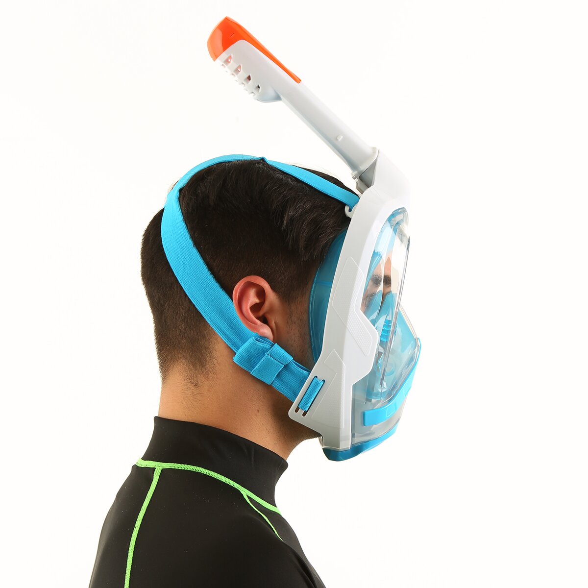Máscara de Mergulho Grande Facial Magica Tamanho S-M Branco / Azul-8