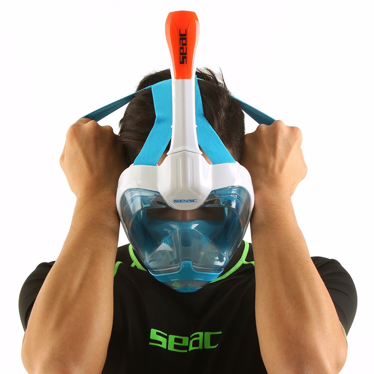 Máscara de Mergulho Grande Facial Magica Tamanho S-M Branco / Azul-11