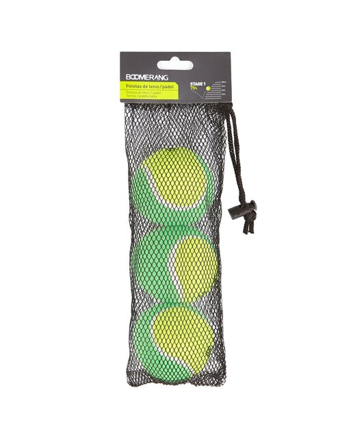 Pack de 3 bolas de ténis/padel sem pressão Stage Amarelo / Verde-1
