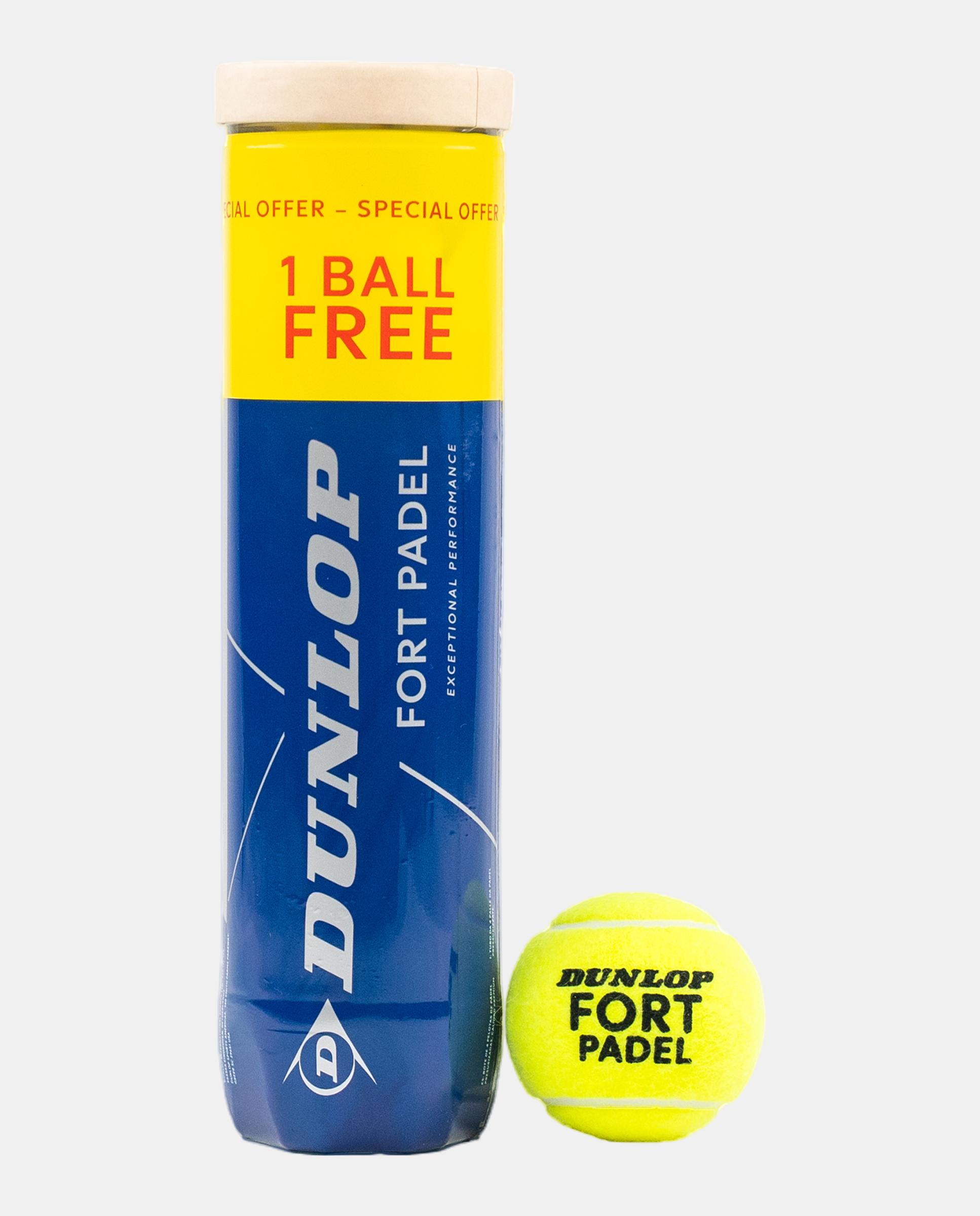 Imagen 1 de Bote de 4 pelotas de padel Fort Dunlop Amarillo