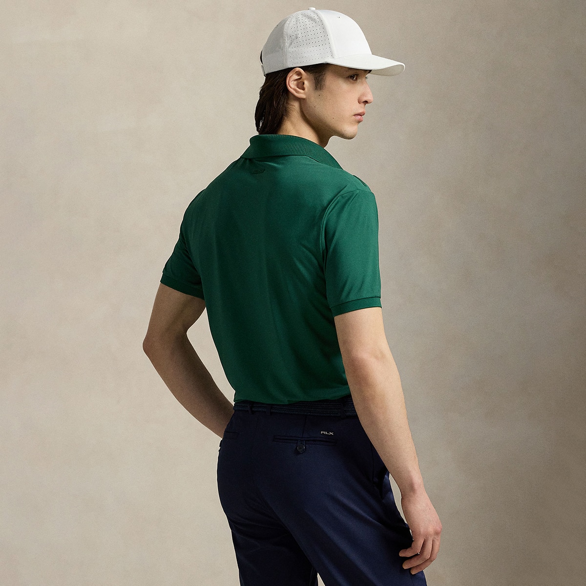 Polo de Homem em Tecido Técnico Tailored Fit Verde-2