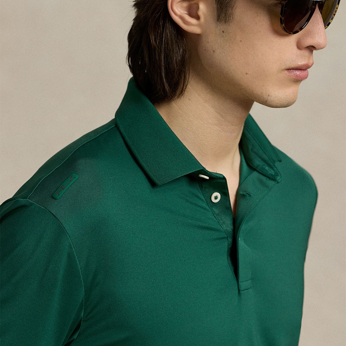 Polo de Homem em Tecido Técnico Tailored Fit Verde-3