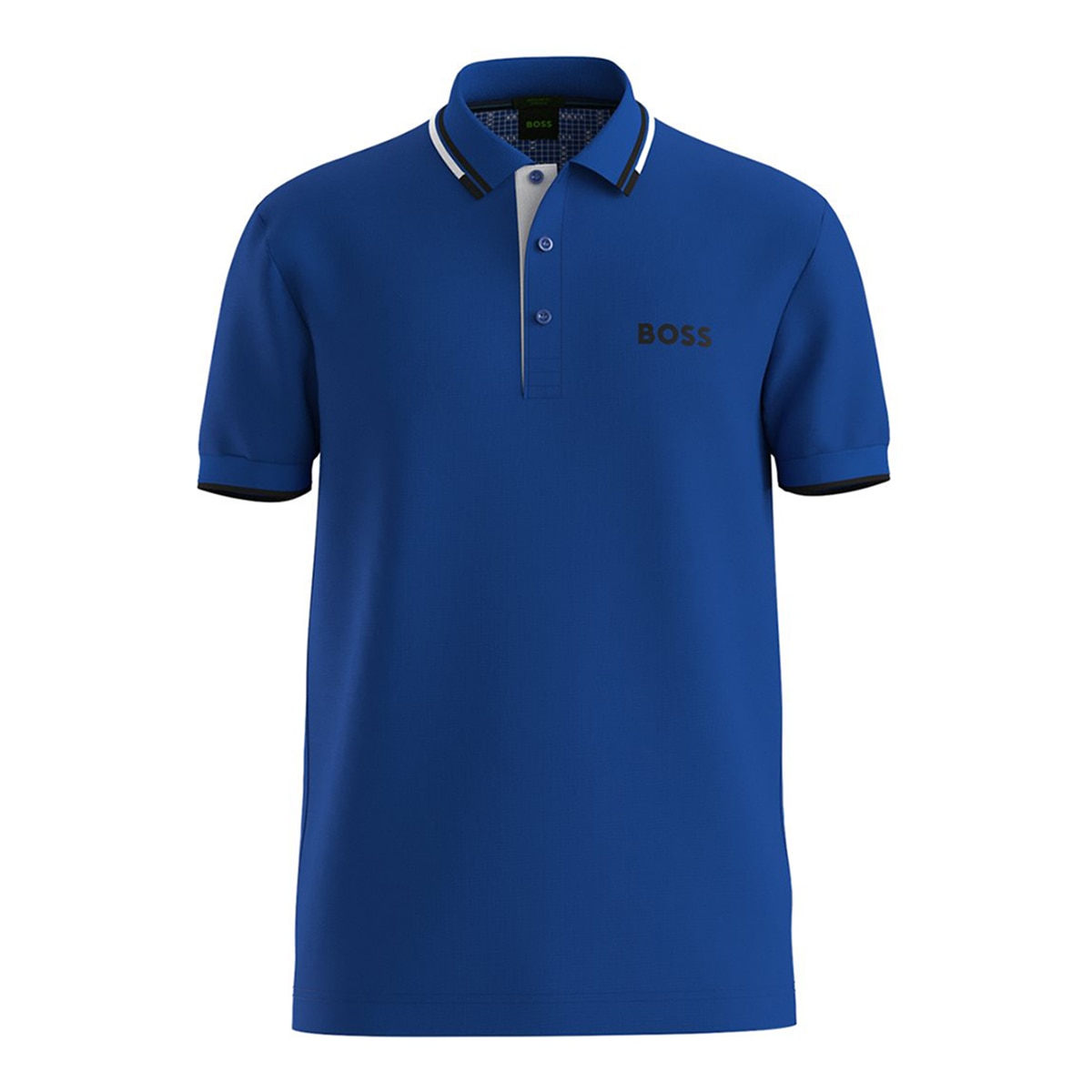 Polo Técnico de Homem com Três Botões e Manga Curta Azul-médio-1
