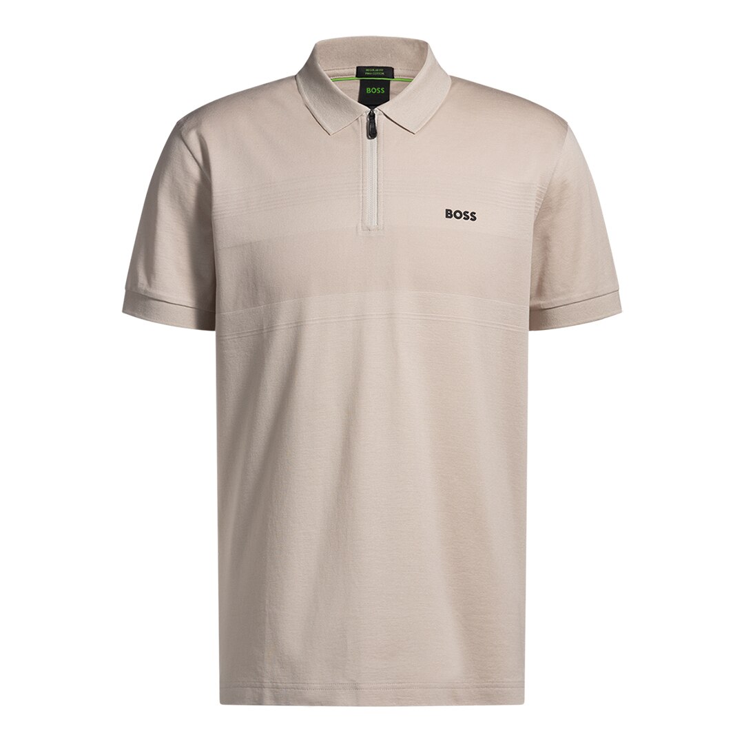 Polo Técnico de Homem com Fecho de Correr e Manga Curta Bege-5
