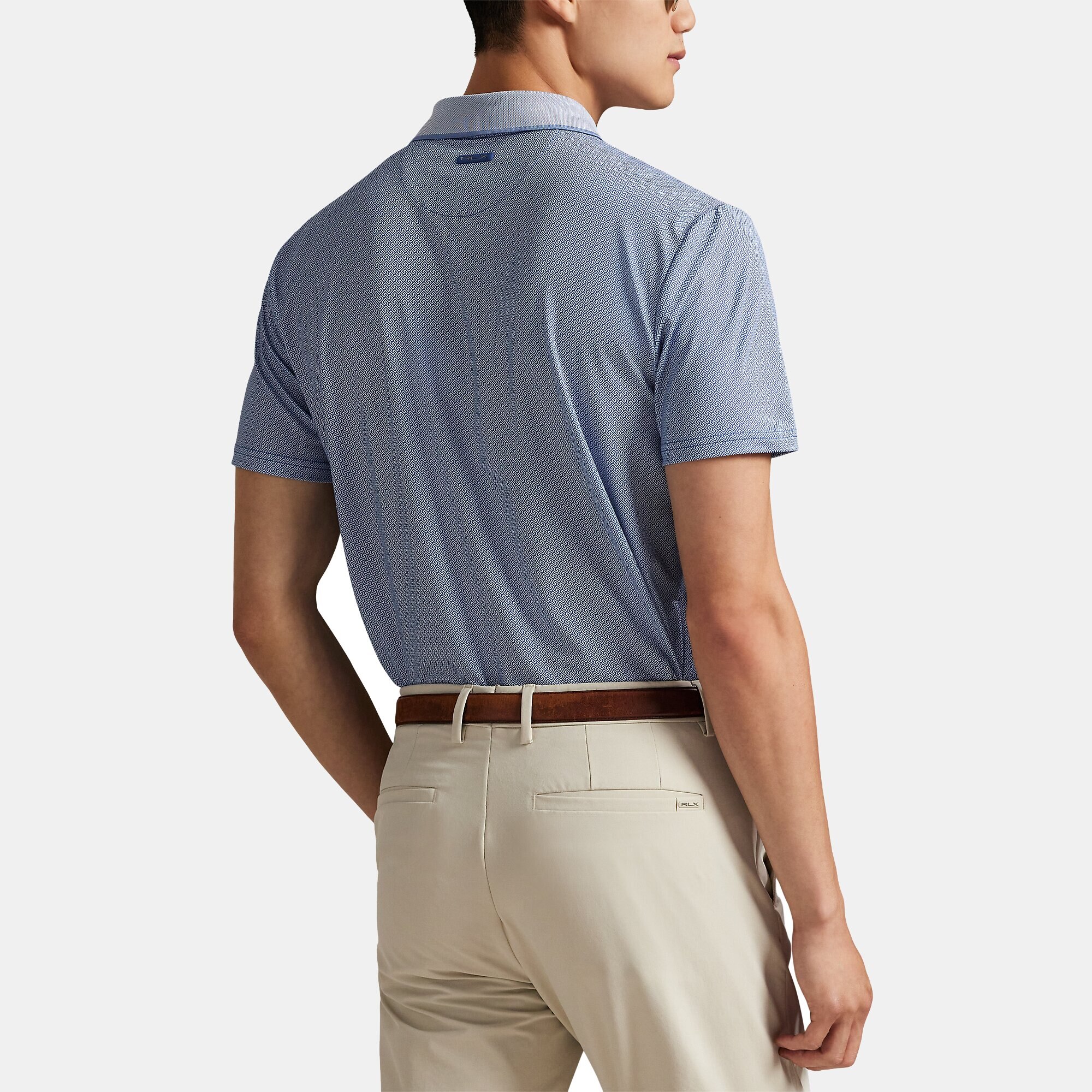 Polo de Homem em Tecido Técnico Tailored Fit Azul Royal-3