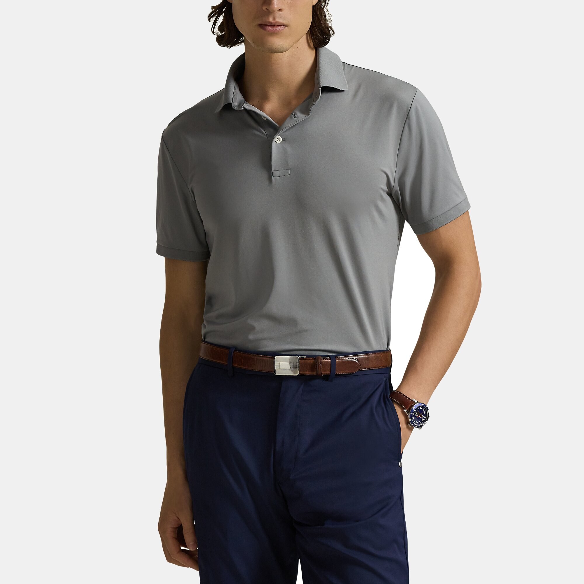 Polo Técnico de Homem Tailored Fit Cinzento-1