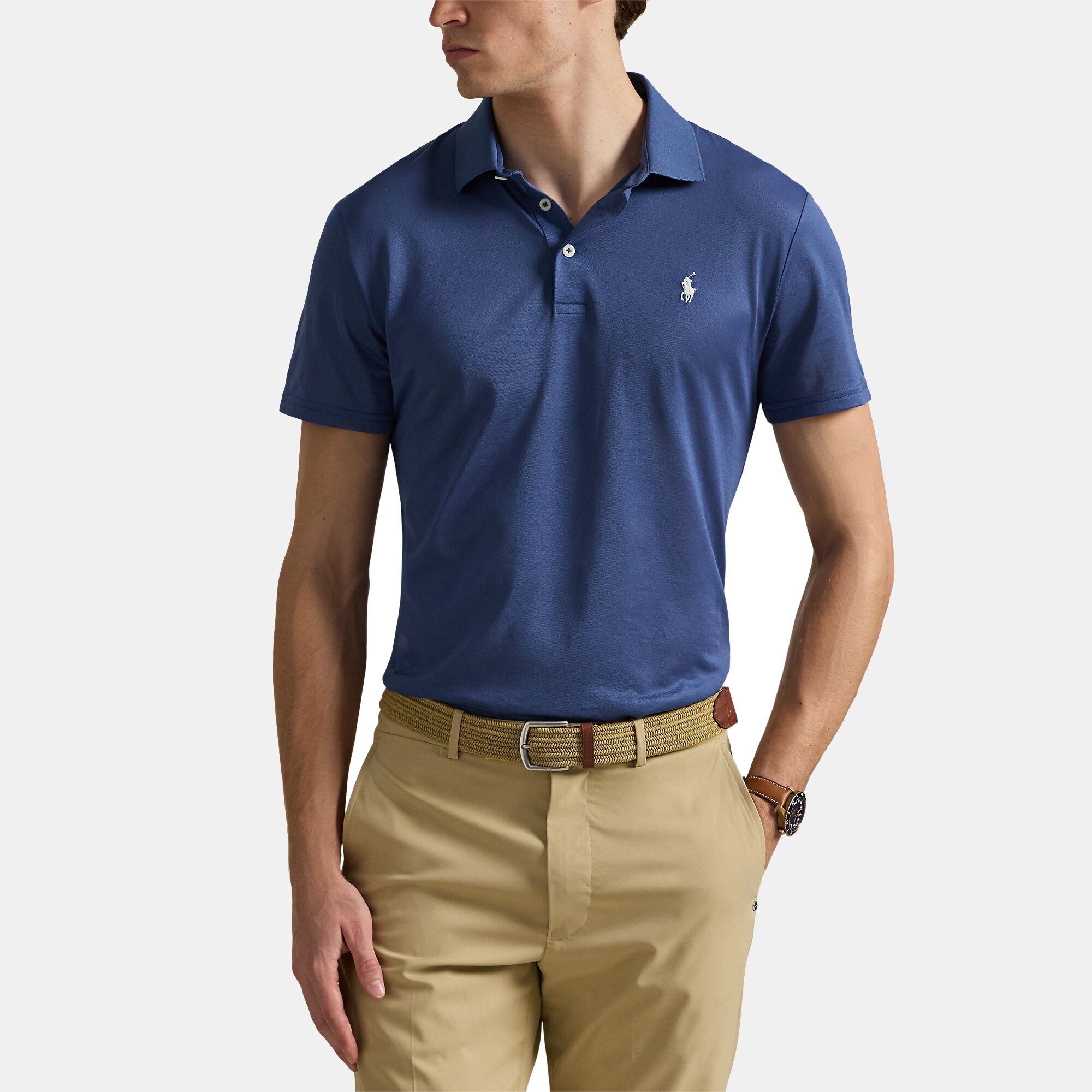 Polo Técnico de Homem Tailored Fit Azul Royal-1