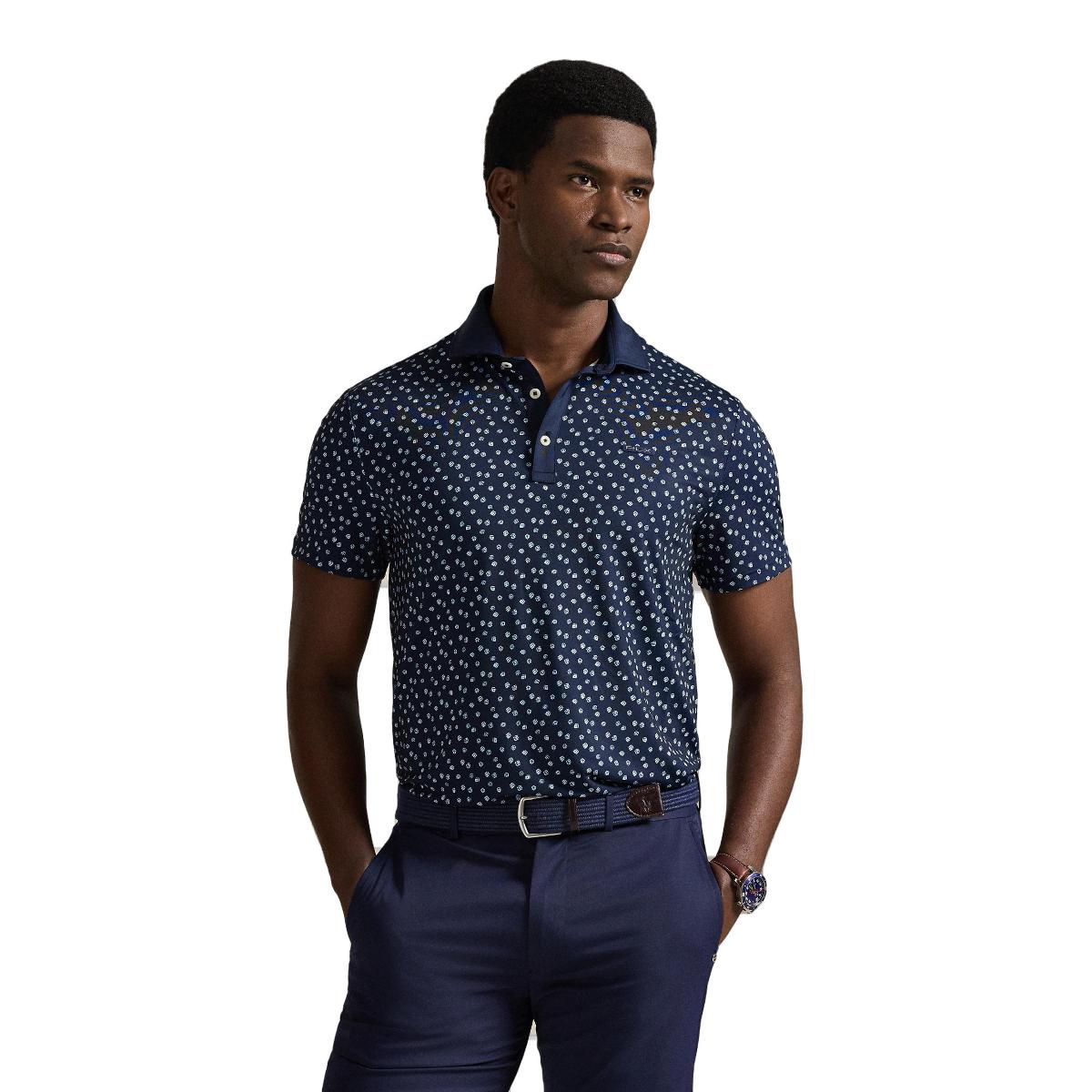 Polo de Homem em Tecido Técnico Tailored Fit Azul-marinho-1