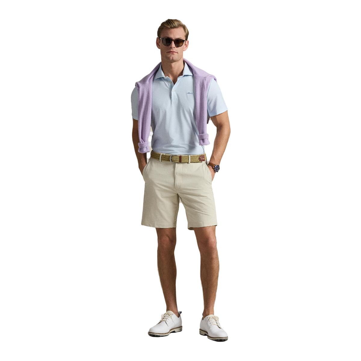 Polo de Homem em Tecido Técnico Tailored Fit Azul-claro-2