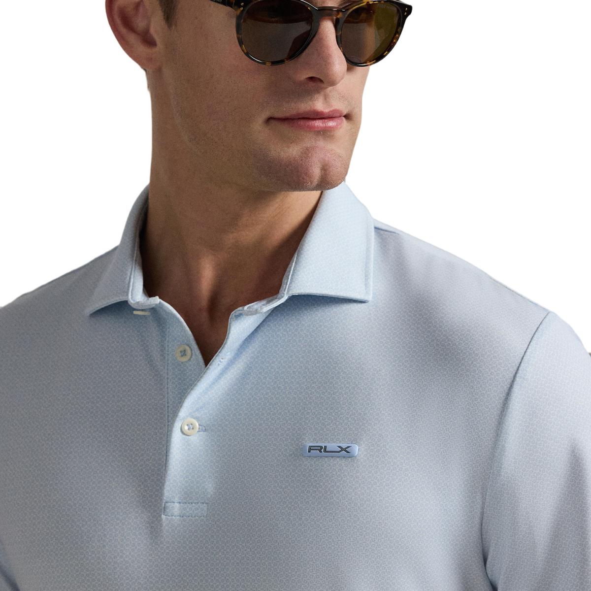 Polo de Homem em Tecido Técnico Tailored Fit Azul-claro-4