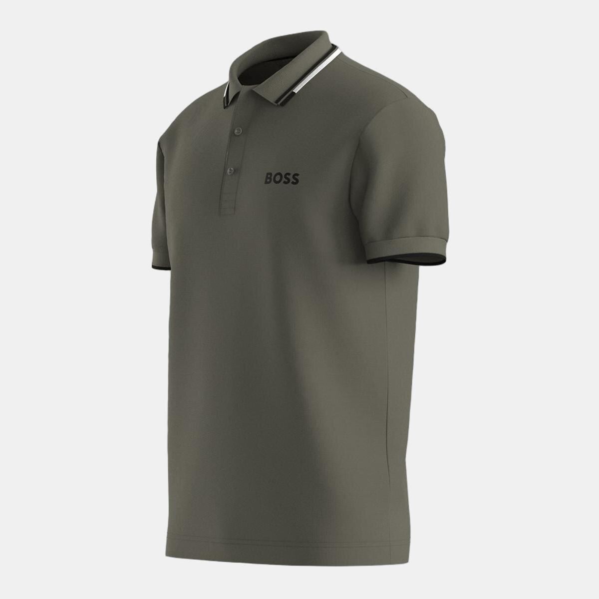 Polo Técnico de Três Botões com Manga Curta Verde-4