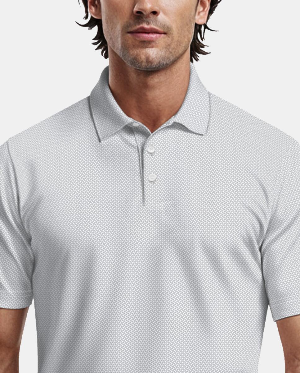 Polo de Golf de Homem Geo Estampado/Azul-3