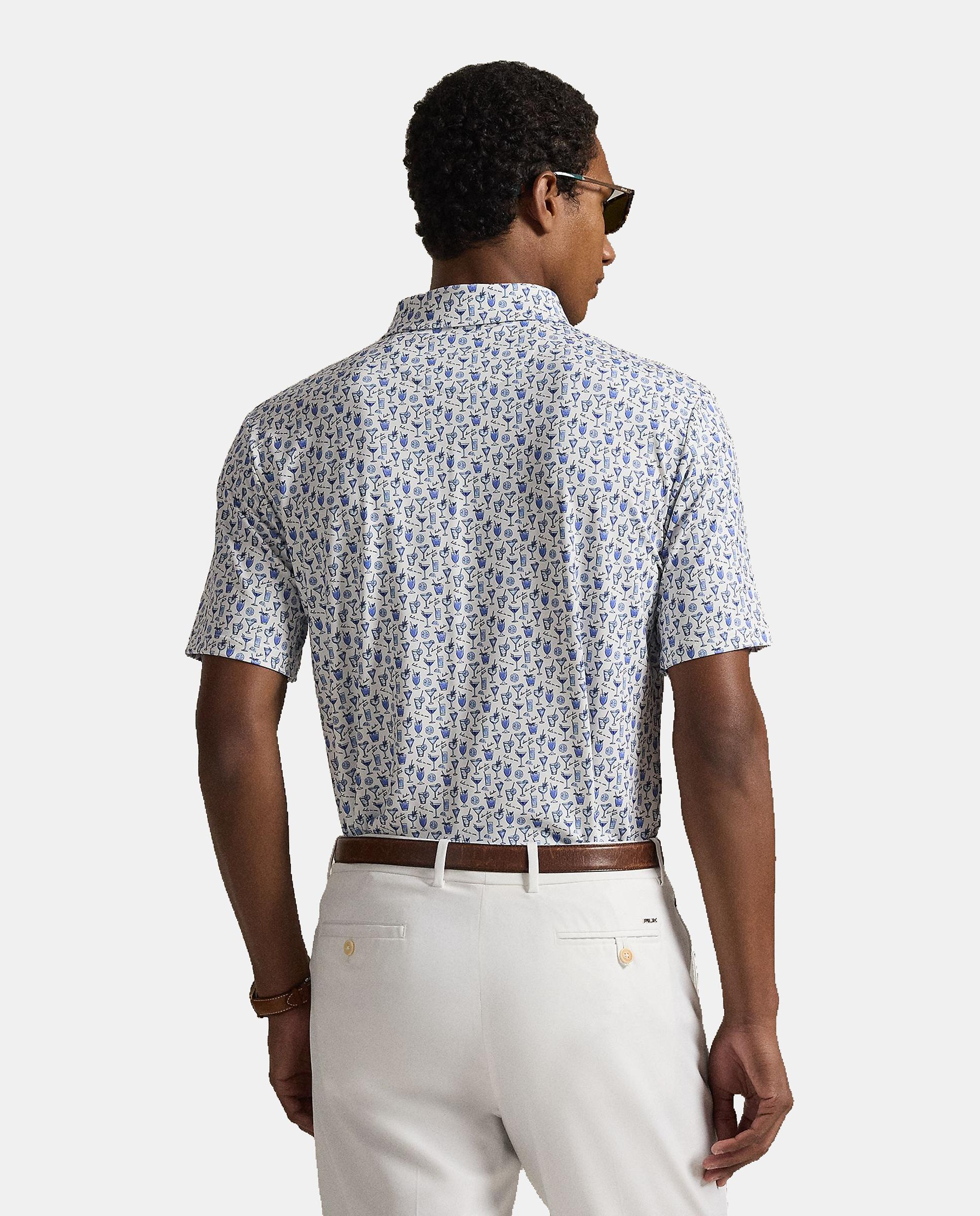 Polo Técnico de Homem Tailored Fit Branco / Azul-3