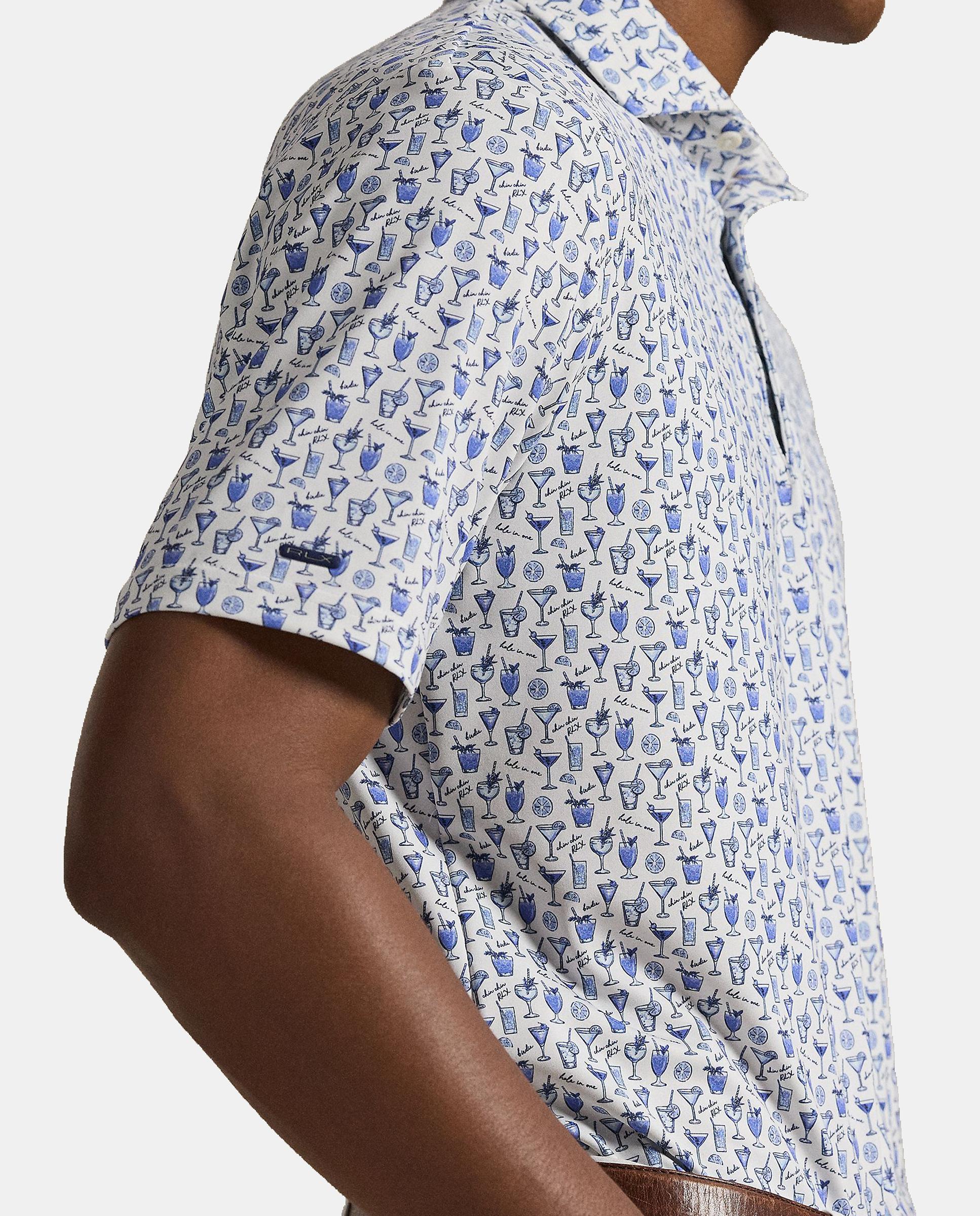 Polo Técnico de Homem Tailored Fit Branco / Azul-6