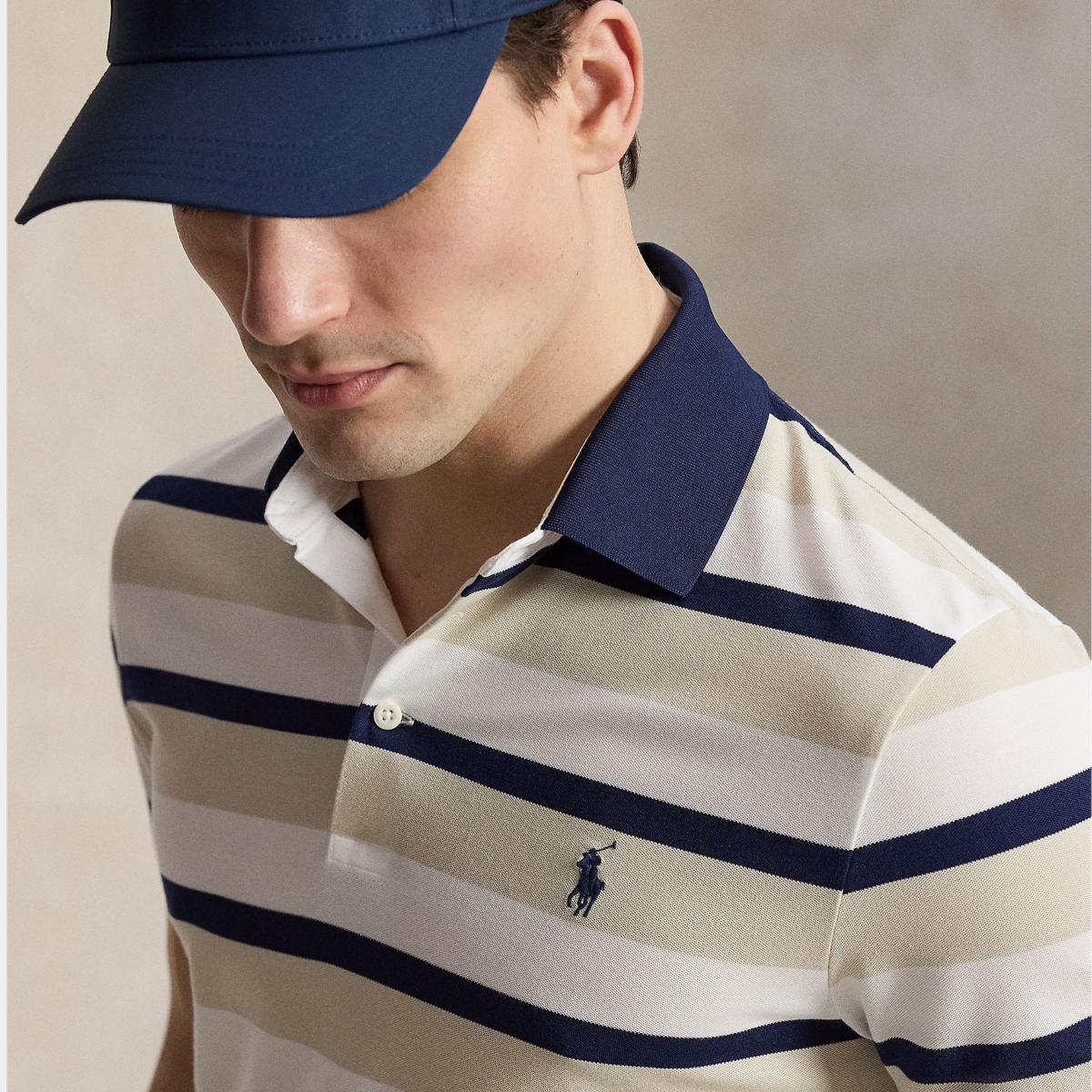 Polo de Tecido Técnico Tailored Fit Azul-4