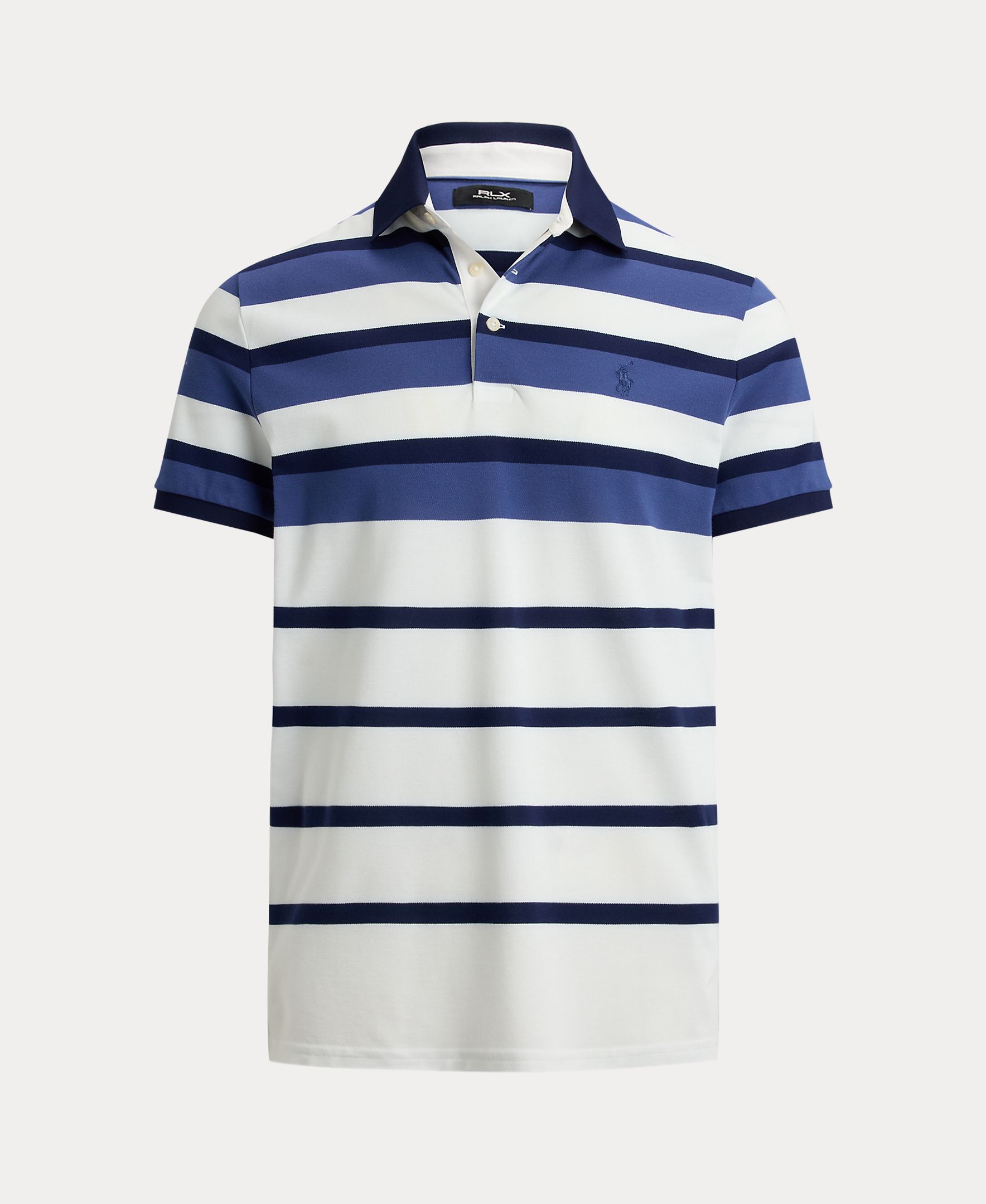 Polo de Tecido Técnico Tailored Fit Branco / Azul-6