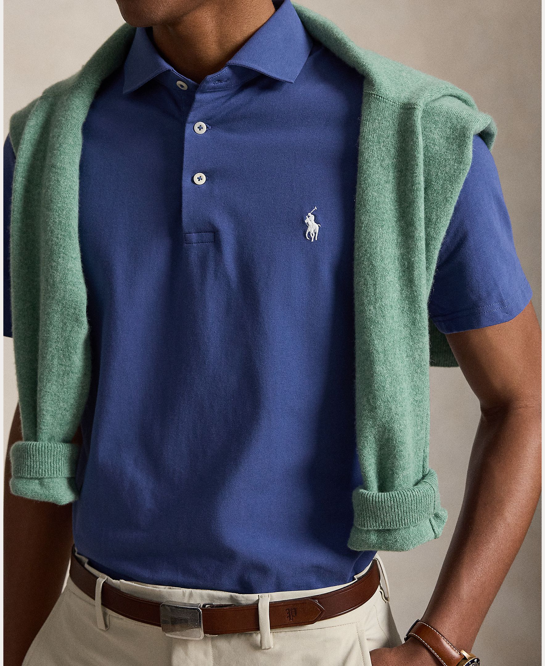 Polo Técnico de Homem Tailored Fit Petróleo-4