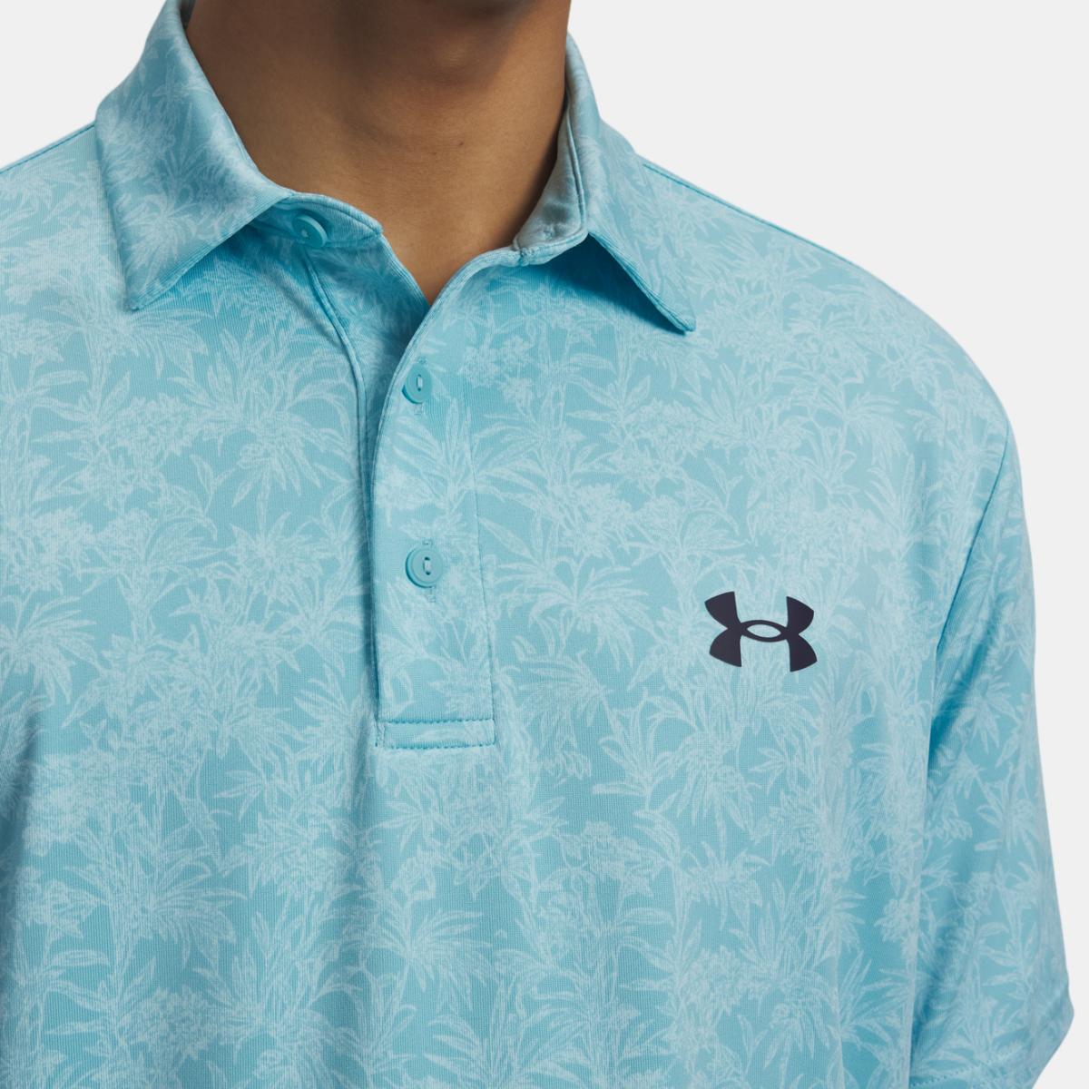 Polo de Golf de Homem Ua Playoff 3.0 Printed Polo Azul Céu-3