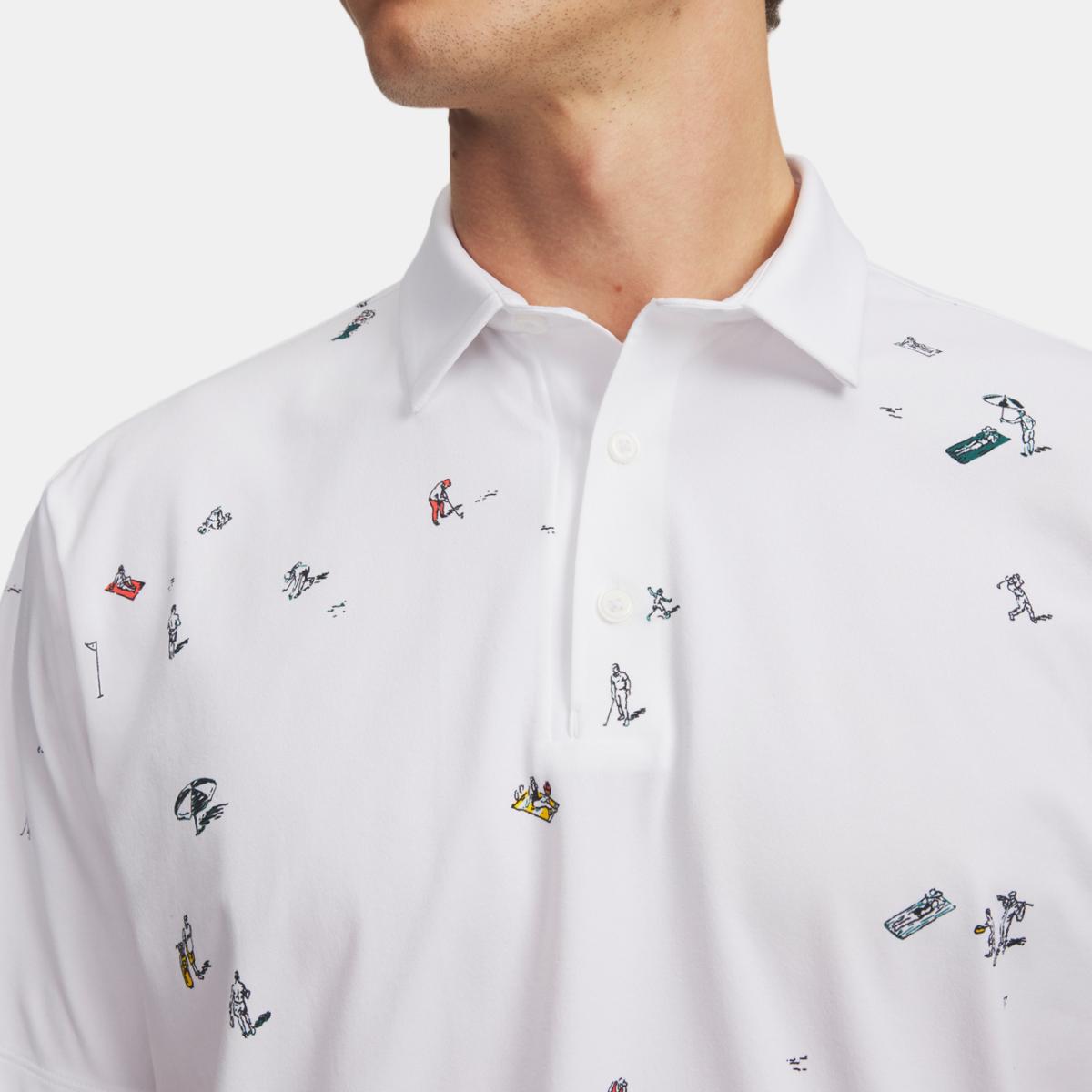 Polo de Golf de Homem Ua Armourdry Printed Polo Branco-3