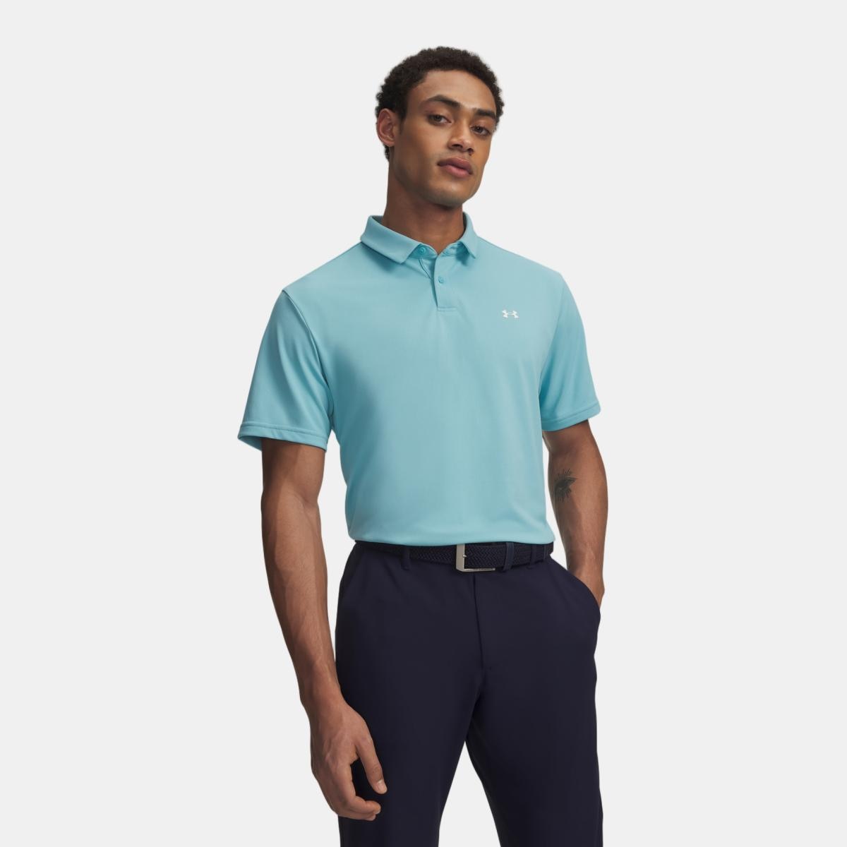 Polo de Golf de Homem Ua T2G Pique Polo Azul Céu-1