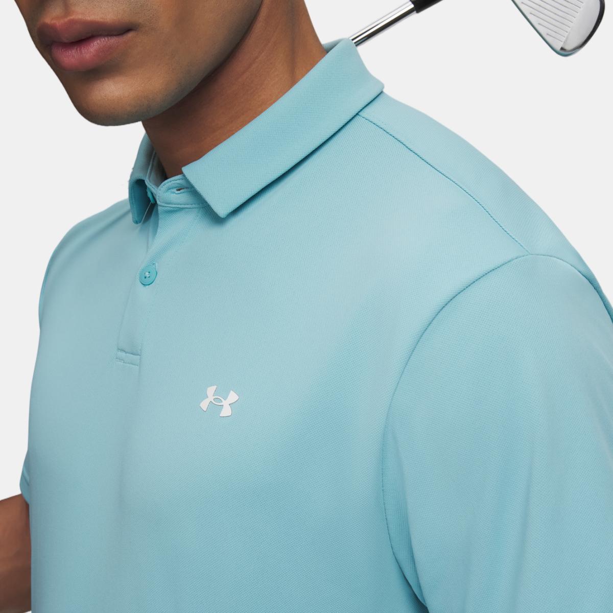 Polo de Golf de Homem Ua T2G Pique Polo Azul Céu-3