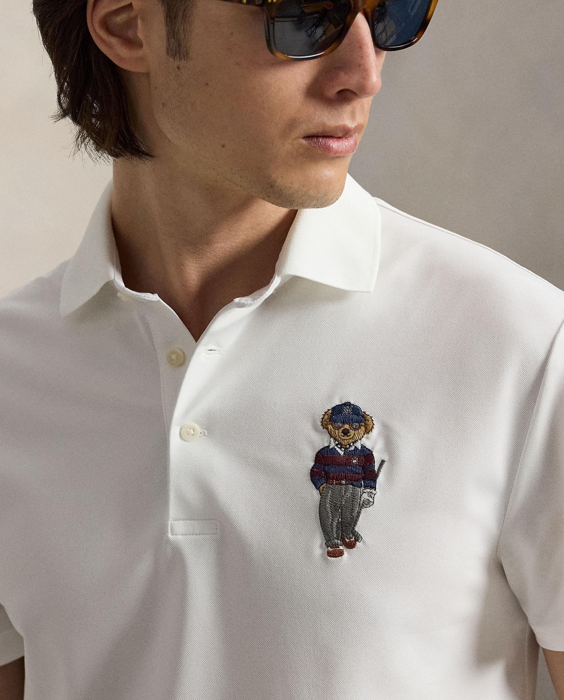 Polo de Homem Tailored Fit com Polo Bear Branco-3