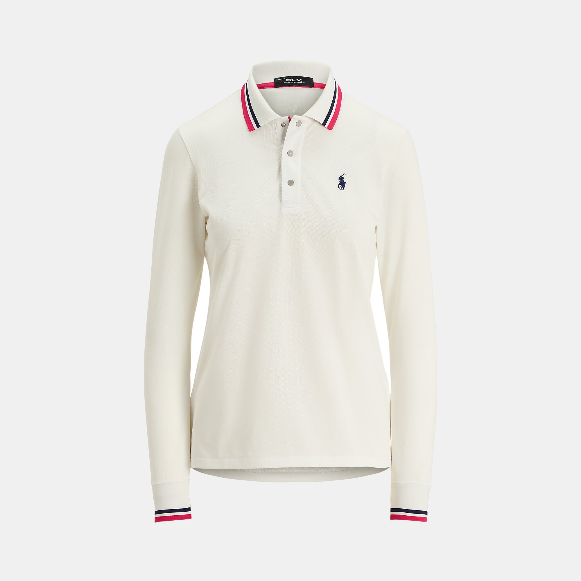 Polo de Mulher Tailored Fit de Manga Comprida Branco-4