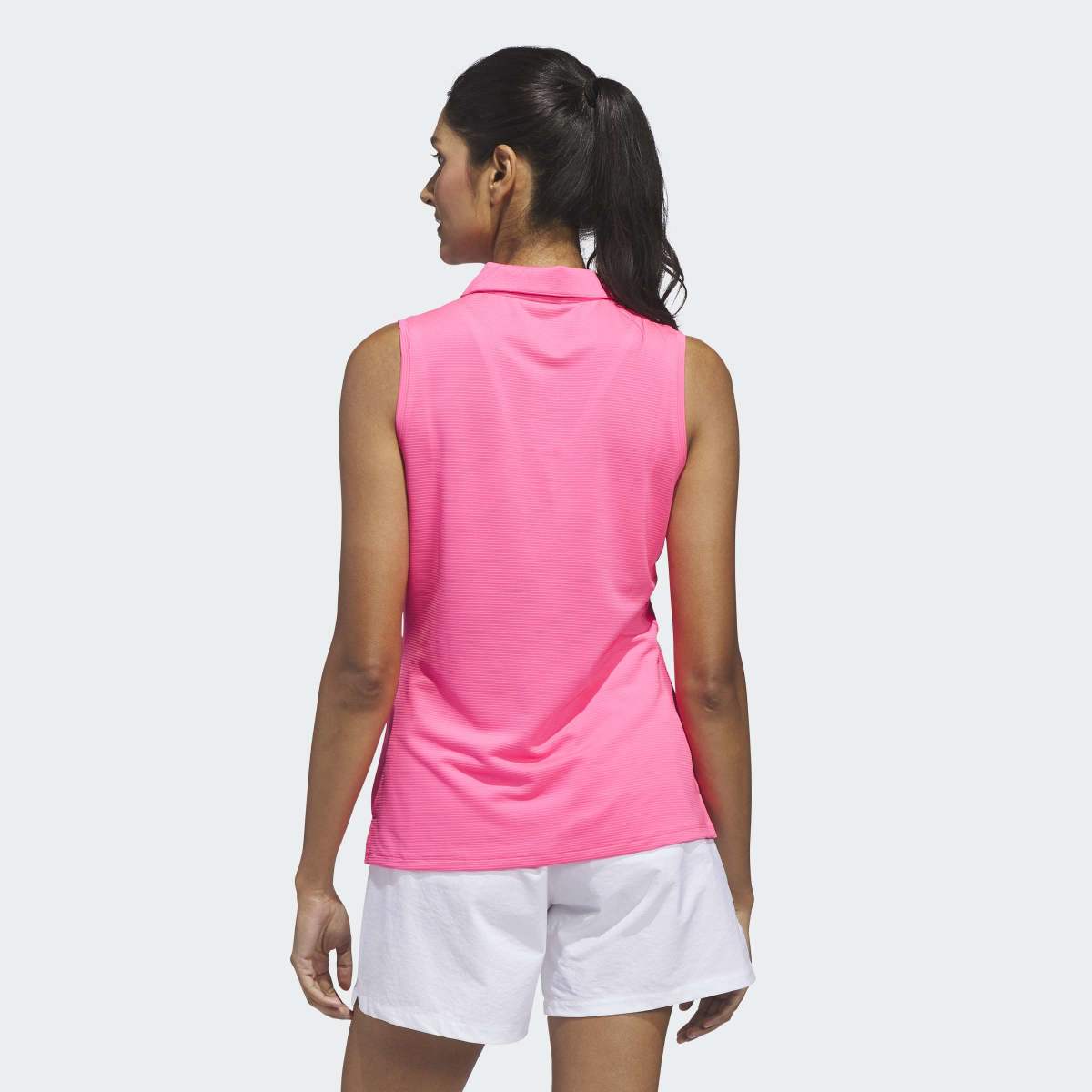 Polo de Malha Otomana de Mulher Sólido Rosa-2