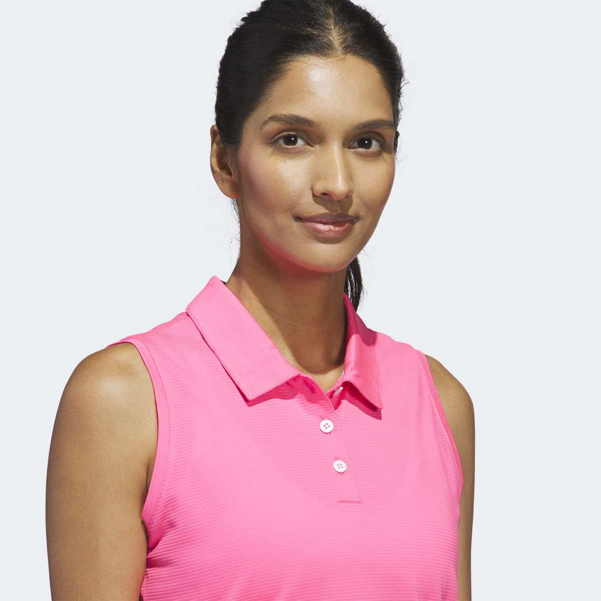 Polo de Malha Otomana de Mulher Sólido Rosa-3