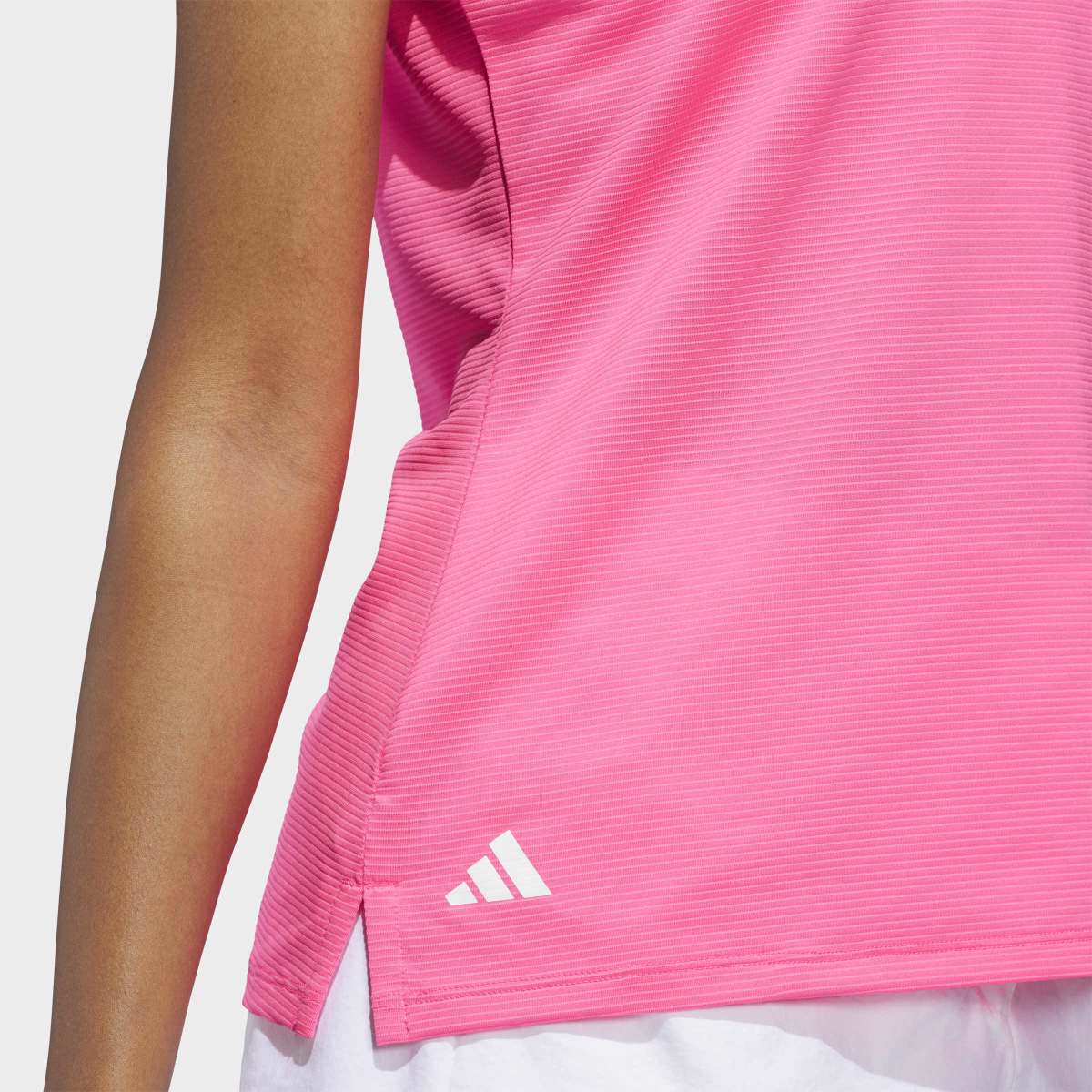 Polo de Malha Otomana de Mulher Sólido Rosa-4