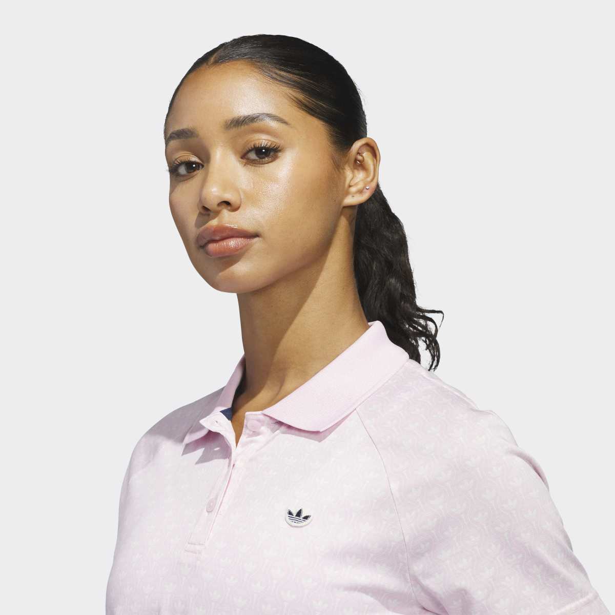 Polo de Mulher com All Over Print de Logótipo Trefoil Originals Rosa-3