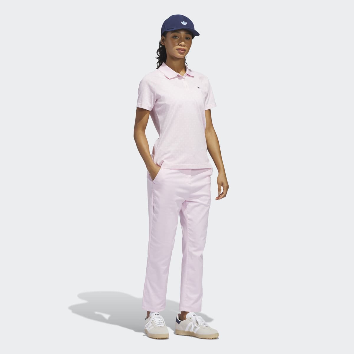 Polo de Mulher com All Over Print de Logótipo Trefoil Originals Rosa-5