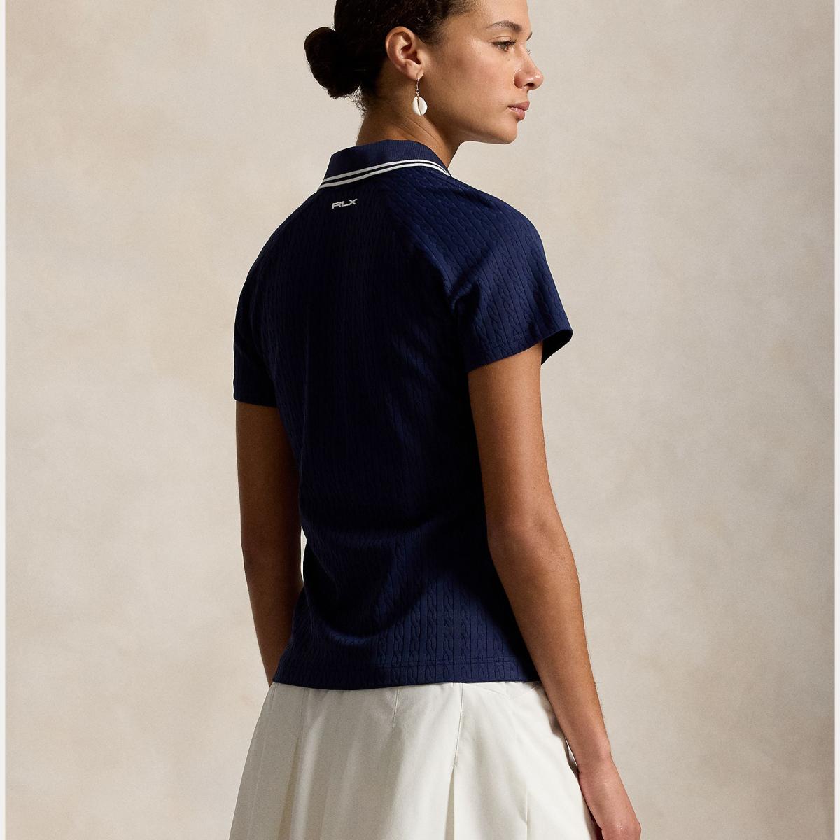 Polo de Malha Elástica de Mulher com Fecho de Correr Azul-marinho-2