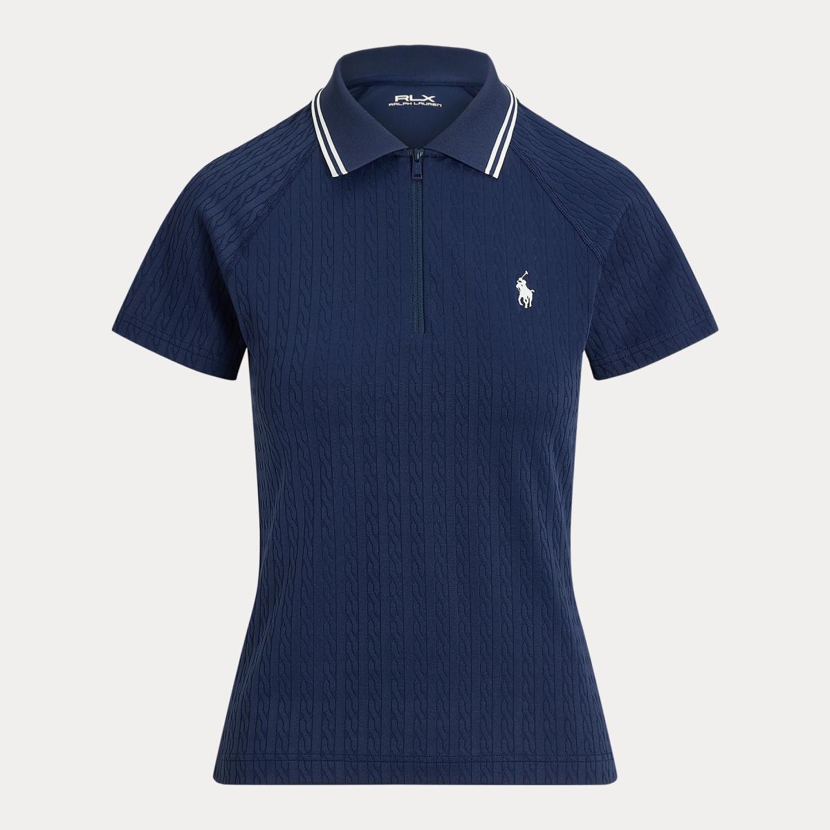 Polo de Malha Elástica de Mulher com Fecho de Correr Azul-marinho-4