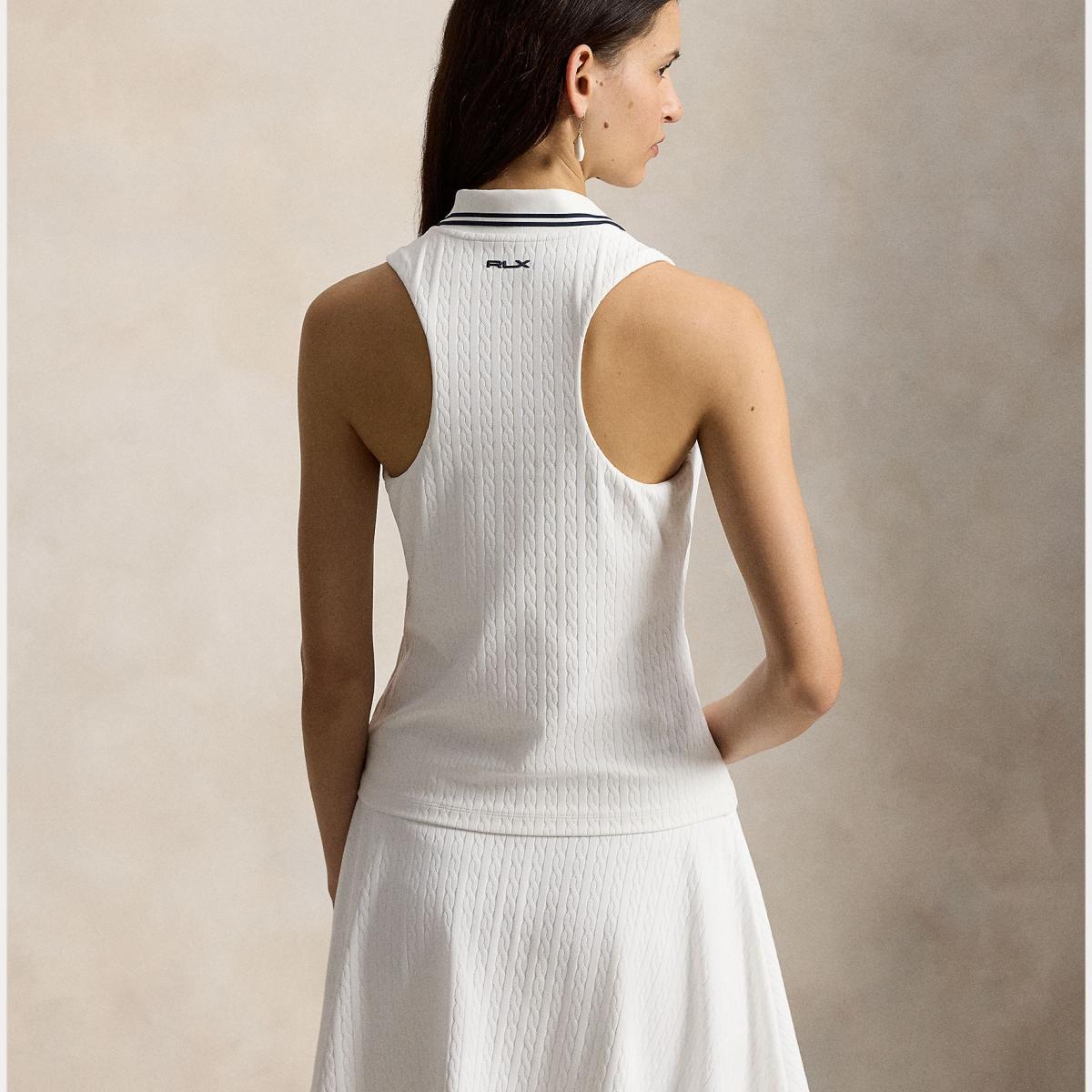 Polo de Mulher sem Mangas com Fecho de Correr Branco-3