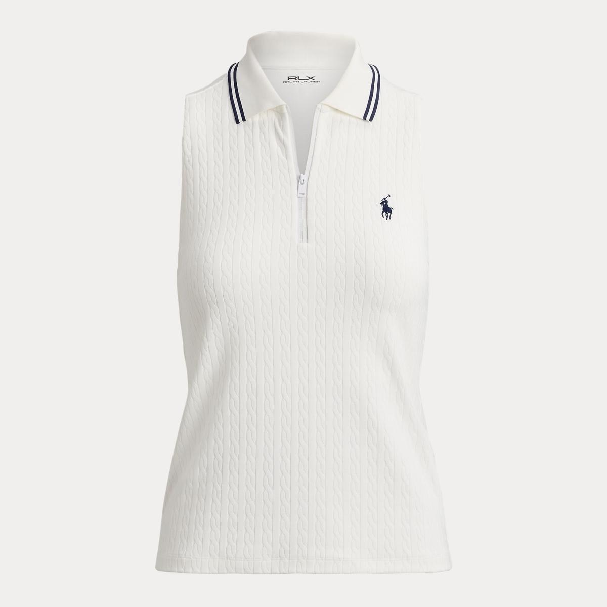 Polo de Mulher sem Mangas com Fecho de Correr Branco-5