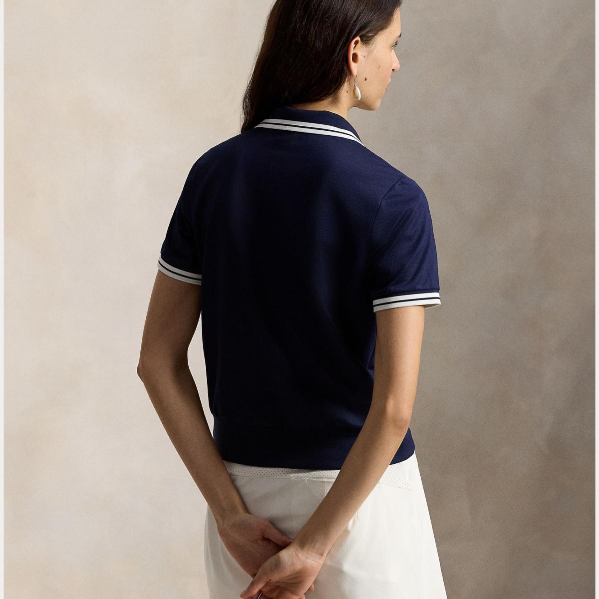 Polo de Manga Curta de Mulher com Polo Bear Azul-marinho-3