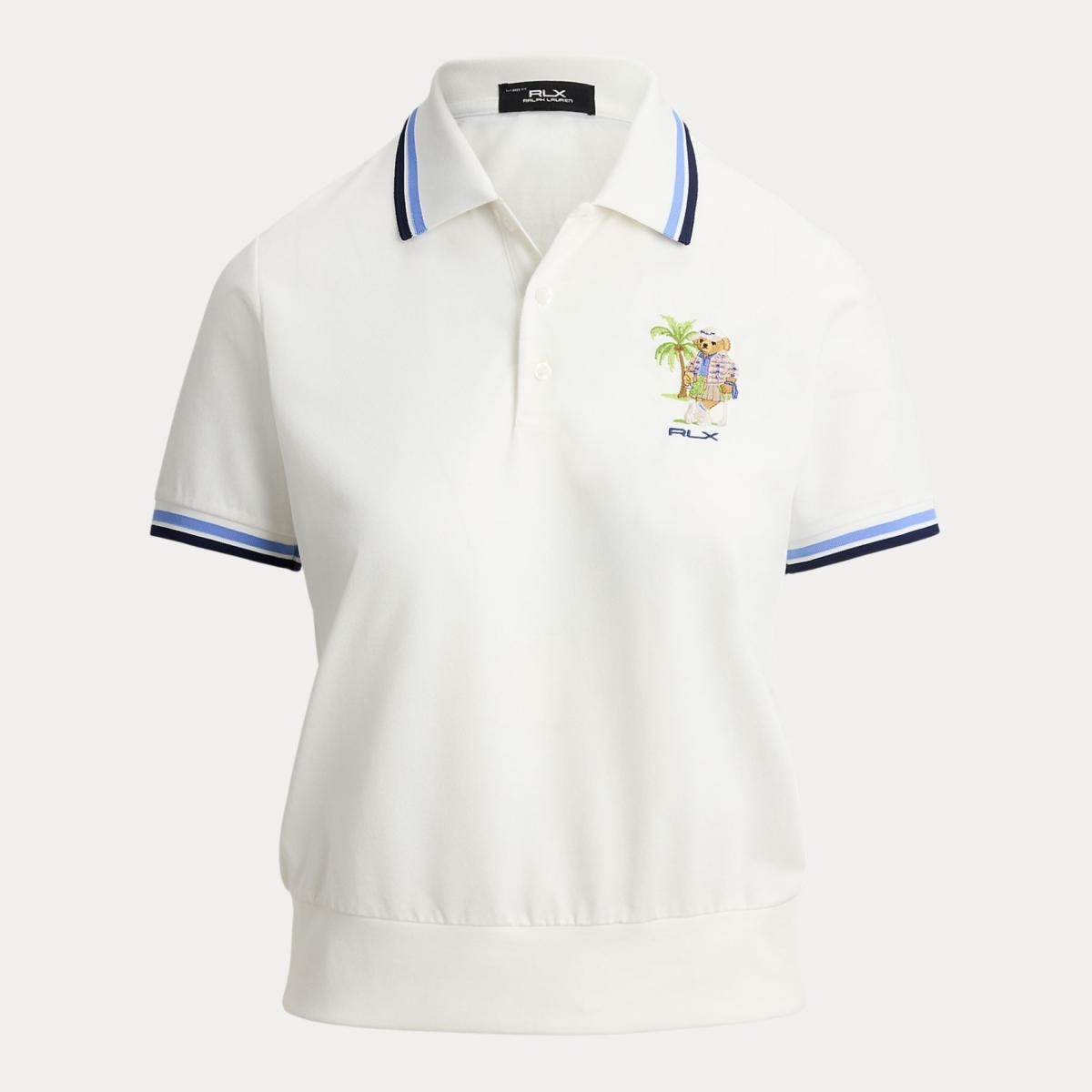 Polo de Manga Curta de Mulher com Polo Bear Branco-5