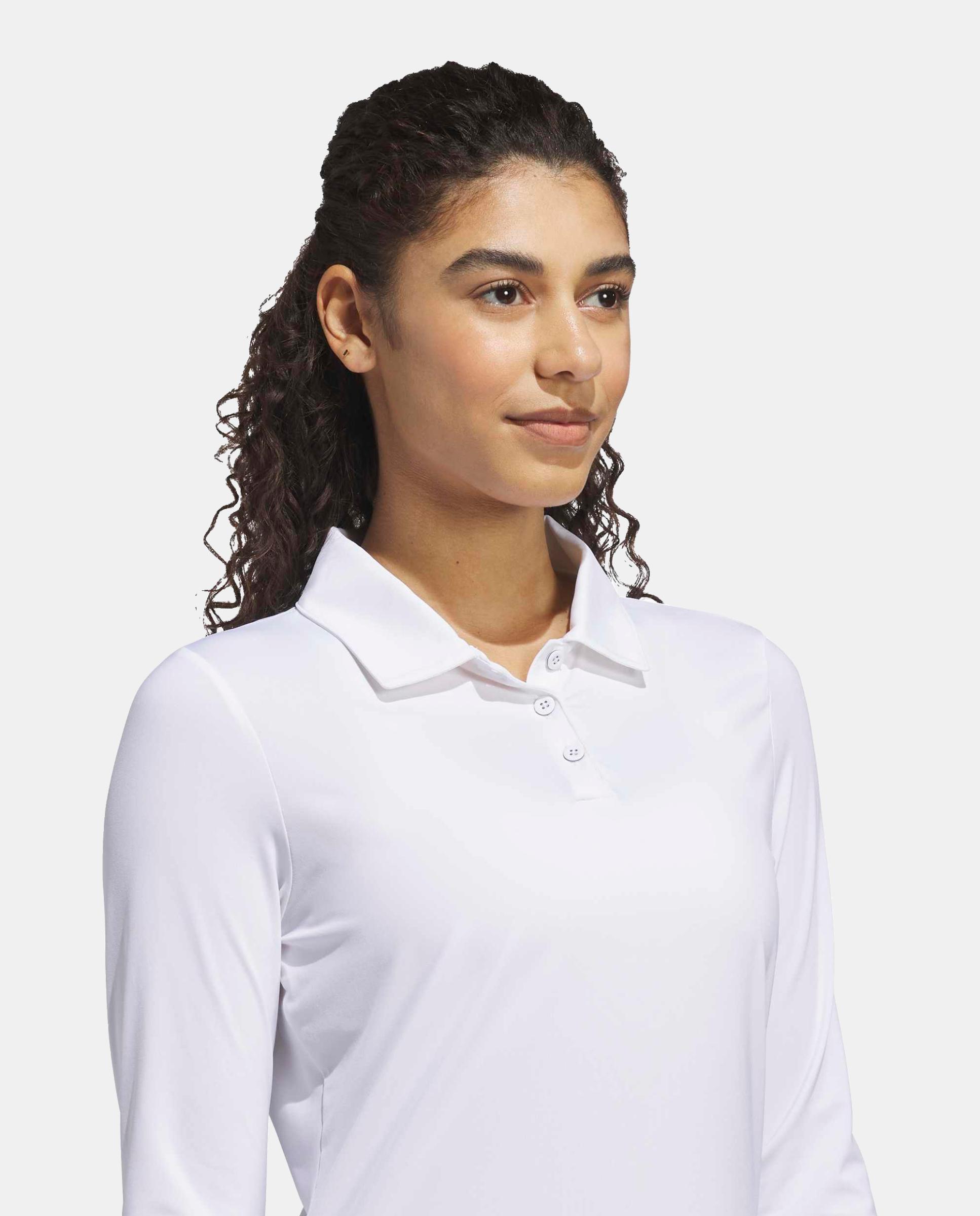 Polo de Manga Comprida de Golf de Mulher Adidas Branco-3